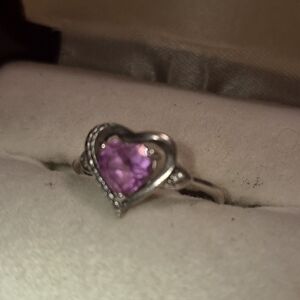 Pink Sapphire Heart Ring w/diamond accent stones